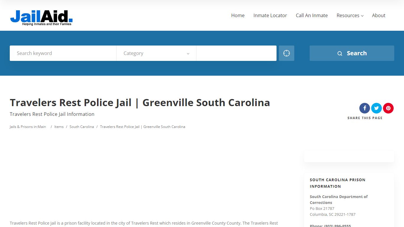 Travelers Rest Police Jail | Greenville South Carolina - JailAid